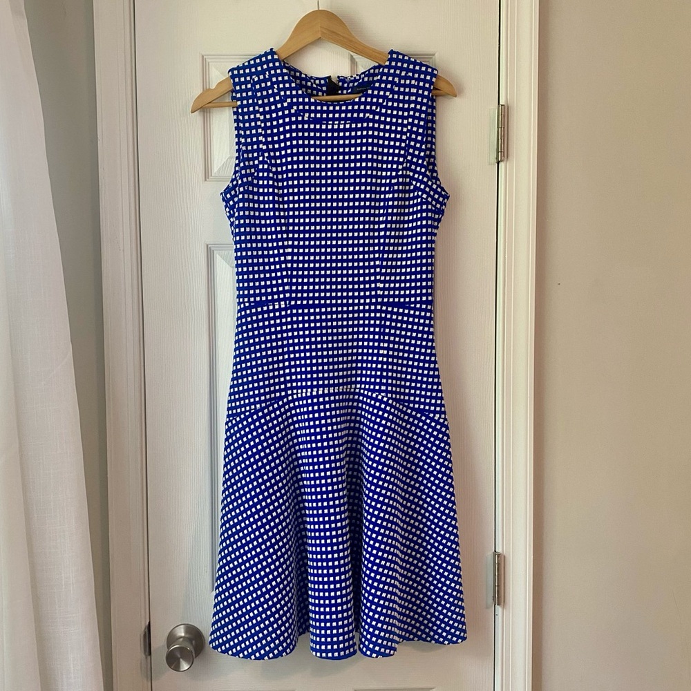 🏇Tommy Hilfinger Blue and White Check Sleeveless A-Line Dress